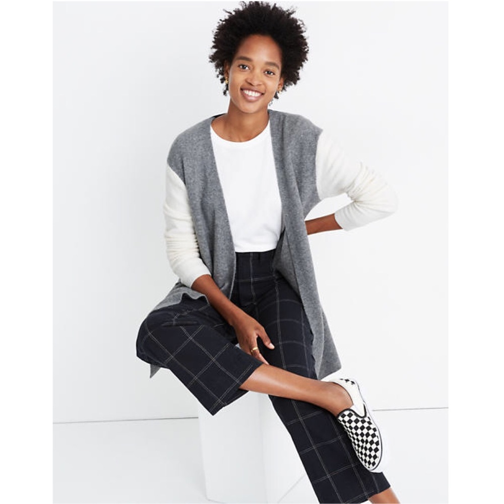 Madewell Colorblock Kent Wool Blend Cardigan S